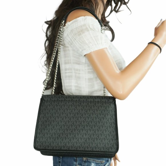 Michael Kors Regina Medium Flap Should Crossbody Bag MK Black Multi - Picture 3 of 12